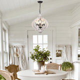 Lustre géométrique en bois 5 lumières à intensité variable Tena