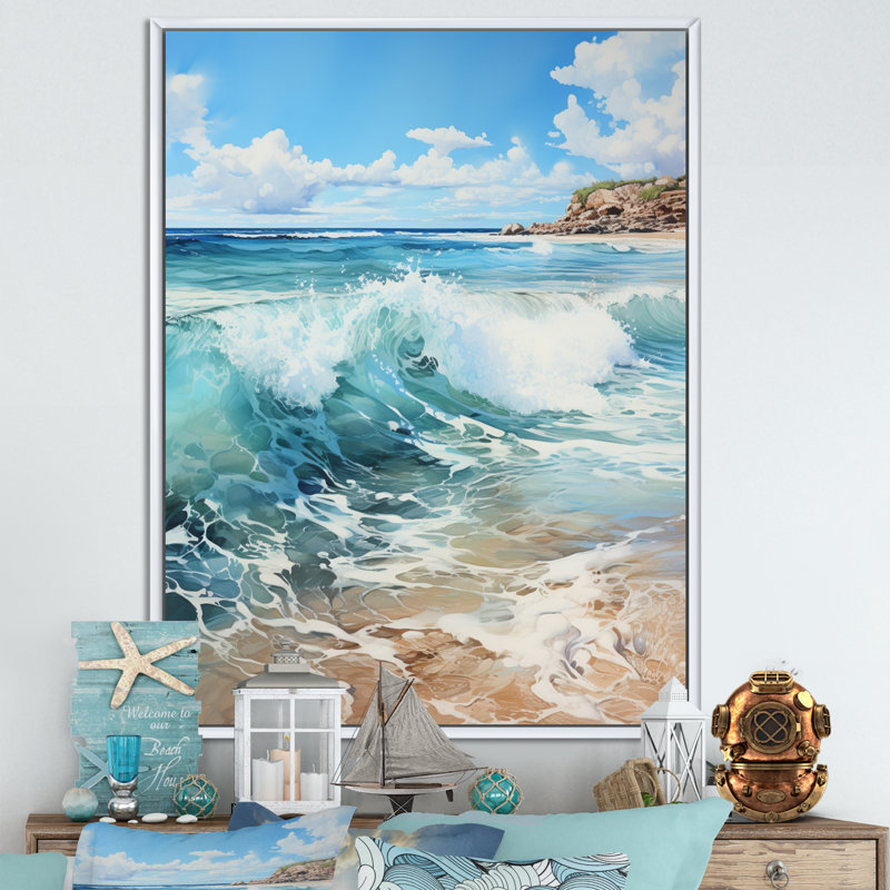 Beach Photo Serene Shores III, reproduction d'art sur toile, H 20 po x l 12 po x P 1 po, Blanc