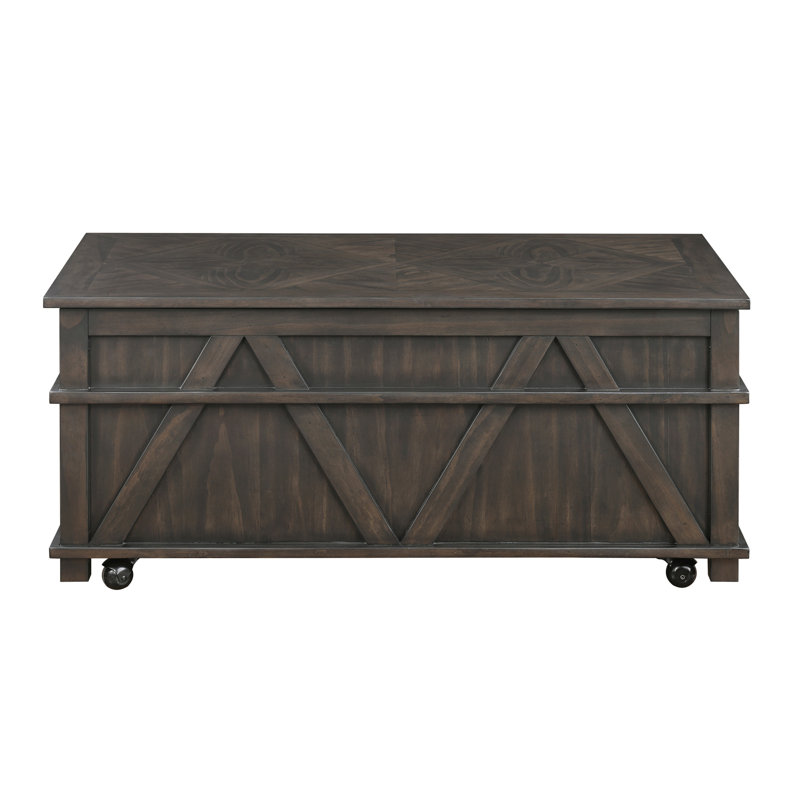 Table basse à plateau relevable avec rangement brun traditionnel Traditional