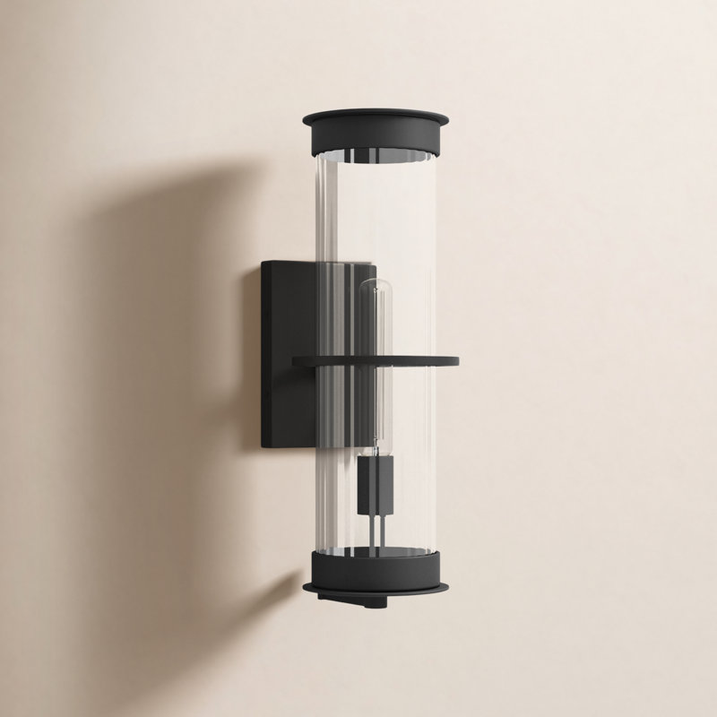 Alcona 1 - Light Outdoor Armed Sconce, Black, 18" H x 6.13" W x 6.13" D