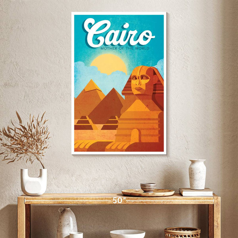 Affiche rétro du Caire, H 39 po x l 26 po