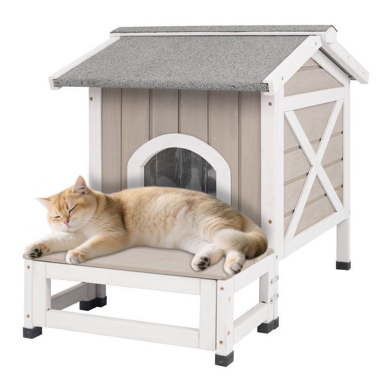 Abri d'extérieur pour chat avec plateforme, H 25,9 po x l 23,62 po x P 20,47 po