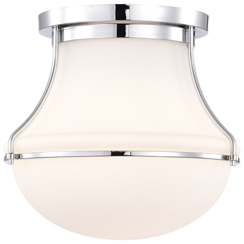 Plafonnier encastré en verre Bashaw, H 12,25 po x l 14 po x P 14 po, Nickel poli