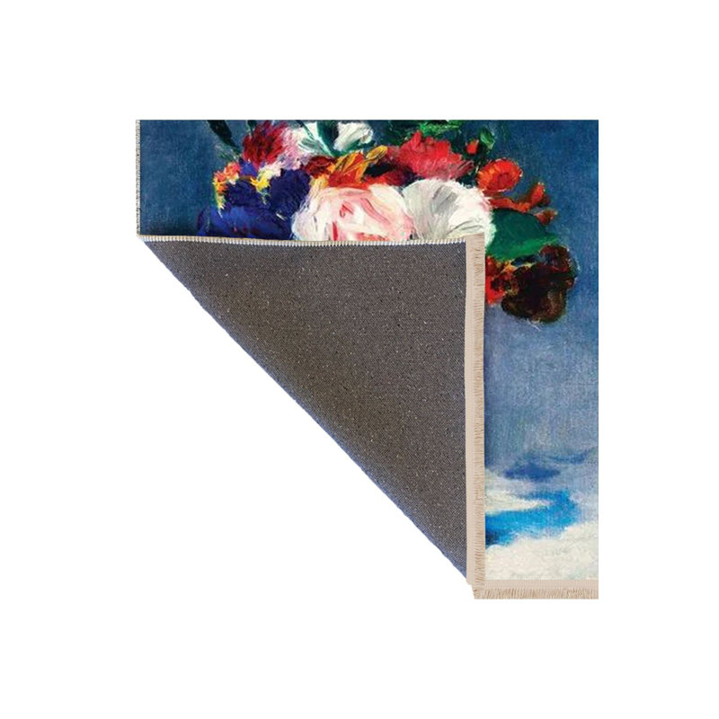 Tapis décoratif moderne à motif de fleurs et de vases pastel, Sous-tapis rectangulaire de 3 pi 3 po x 4 pi 11 po