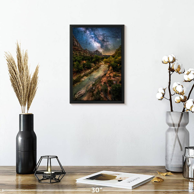 Voie laiteuse sur la rivière Virgin, 9 po x 13 po, Cadre flottant noir