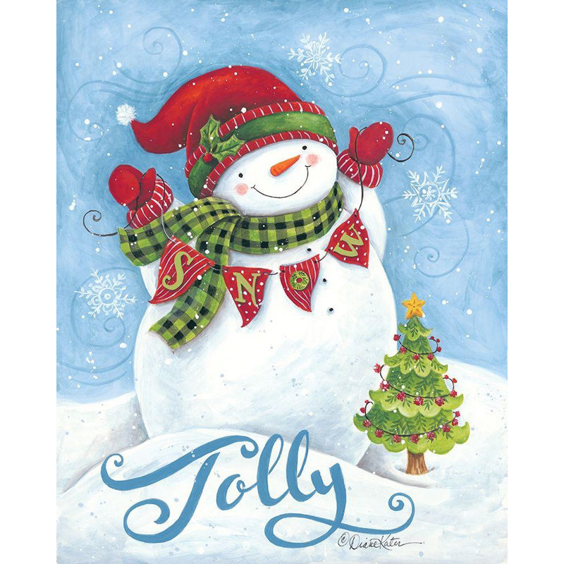 «The Holiday Aisle® Kater, Diane», art sur toile tendue avec châssis: Jolly Snowman, H 18 po x l 15 po
