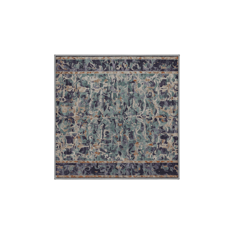 Machine Washable Gray Area Rug, Square 8'