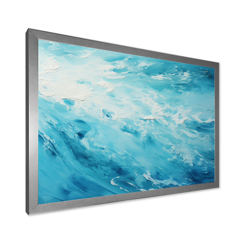 «Azure Blue Lagoon Horizon II», reproduction d'art mural plage et océan, Cadre simple argenté, H 24 po x l 32 po x P 1 po
