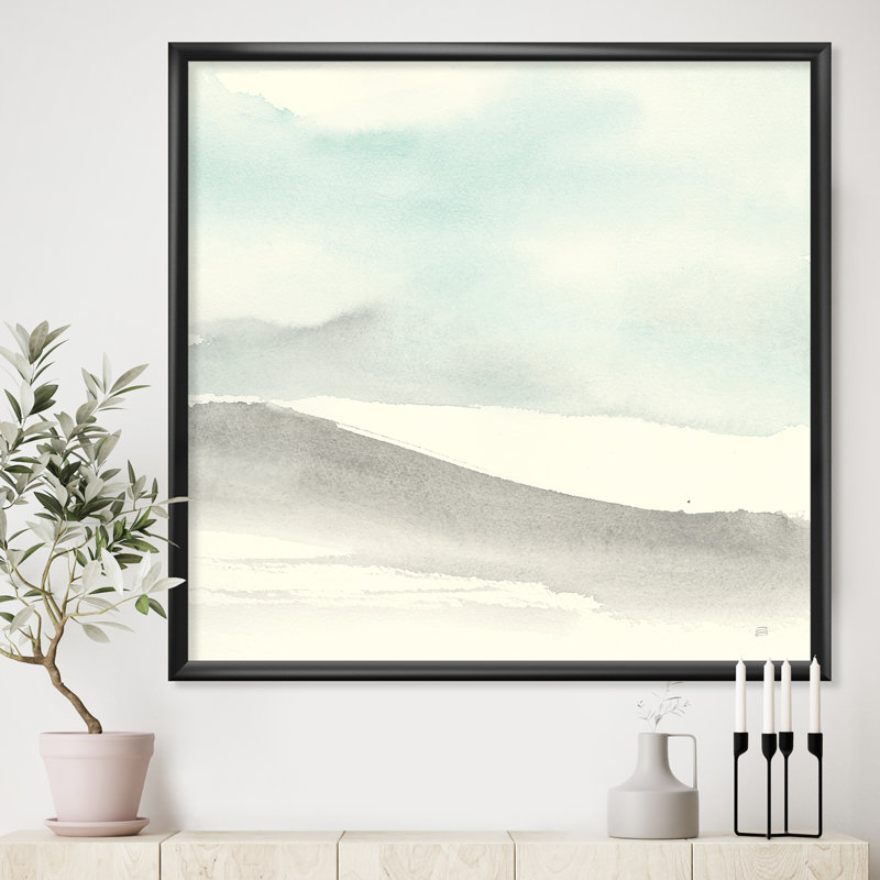 Cadre photo "minimal géométrique zen i" sur toile, H 16 po x l 16 po x P 1 po, Cadre noir