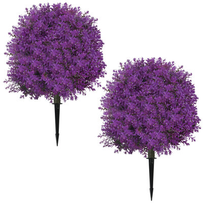 2 Pcs 25.5" Artificial Lilac Flowers Tree with Ground Spike