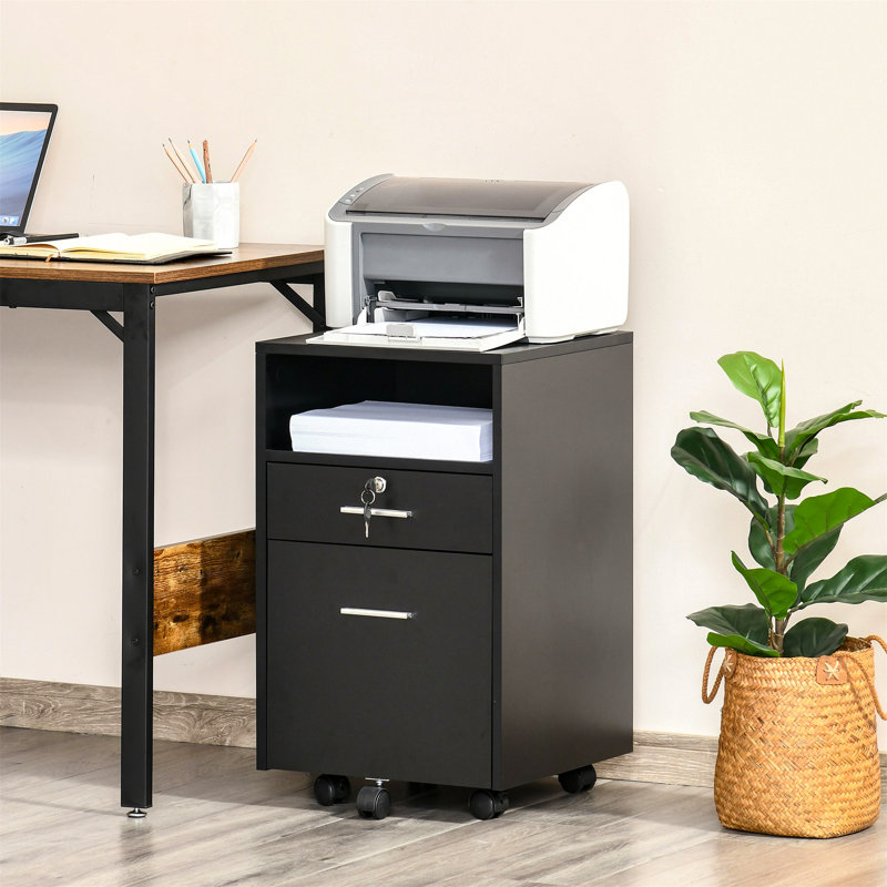 Olortegui 2 Drawer Filing Cabinet, Black