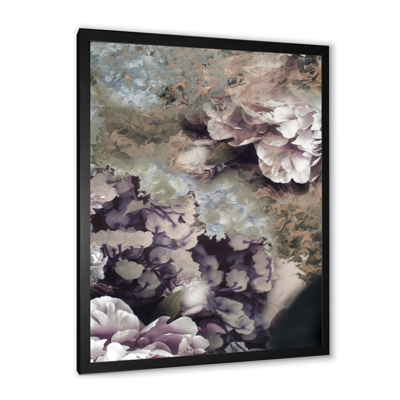 «Grunge Silk Nature Flower II», reproduction d'art sur toile, Cadre noir, H 20 po x l 12 po x P 1 po