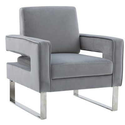 Modern Velvet Upholstered Accent Chair with Stainless Steel Legs