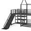 Lit superposé simple en métal avec escalier de rangement et glissade de sécurité-899918643
