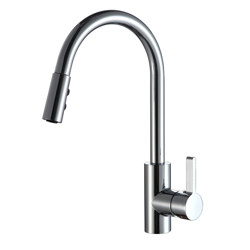 Robinet de cuisine à poignée simple rétractable, Chrome
