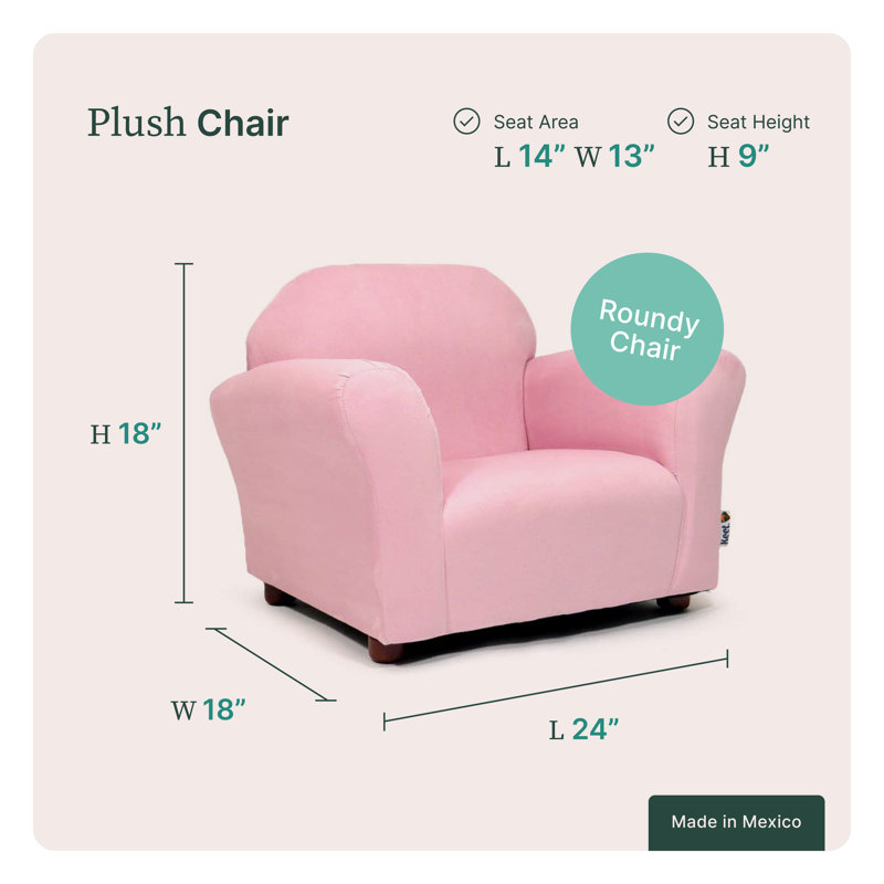 Keet Roundy Plush Chair Microsuede with Accent Pillow, Pink