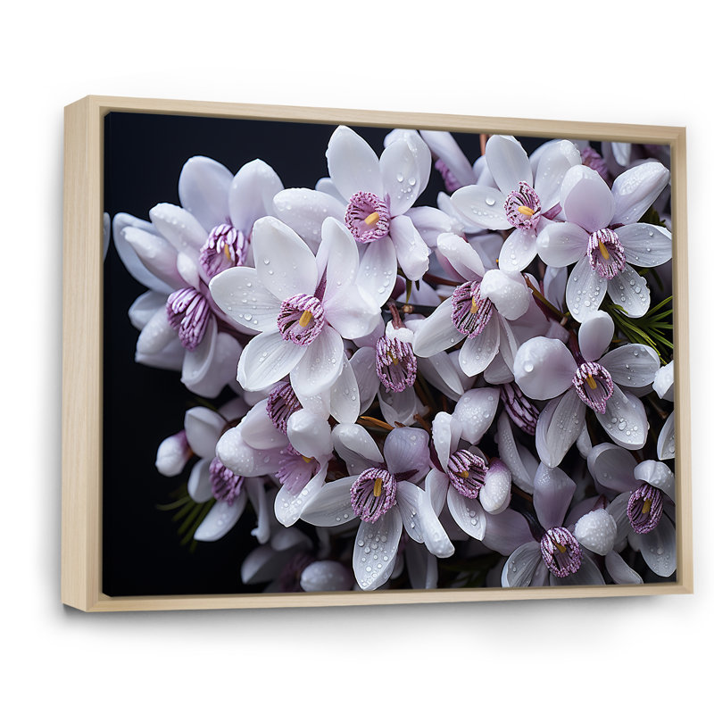 Lavande, neige, hiver, fleur sur toile, Cadre naturel flottant, H 12 po x l 20 po x P 1 po