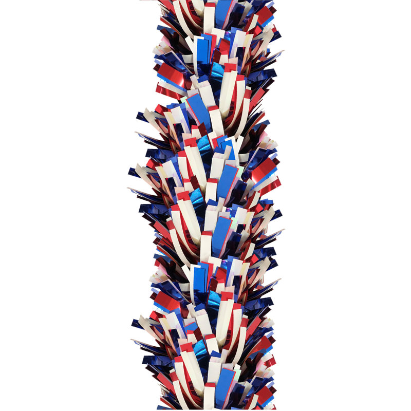 Multi-Colored Tinsel, 7" H x 30" L x 3"D, BOA, Red/Pearl/Blue