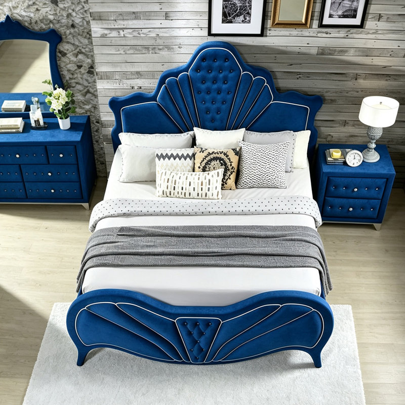 Grand lit bleu de luxe