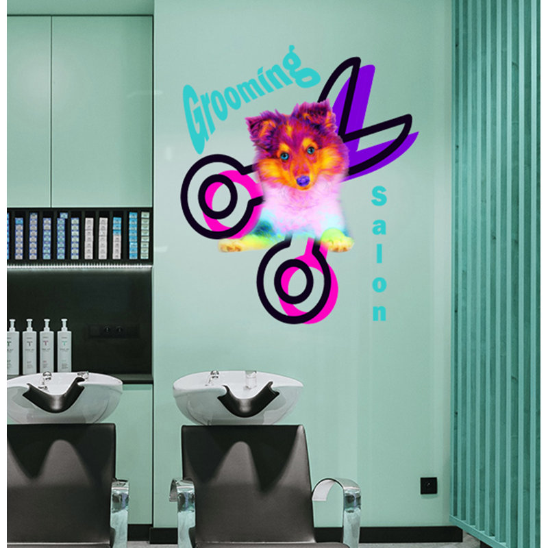 Adhésif décoratif polygonale chien Collie, GD105 (33x39)
