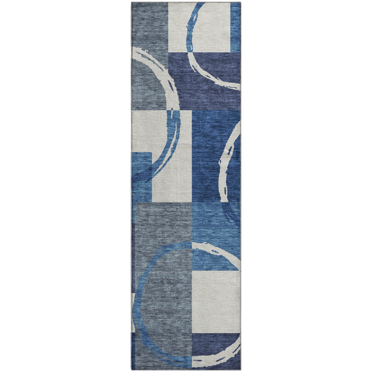 Premium Machine Washable Prisco Blue Rug
