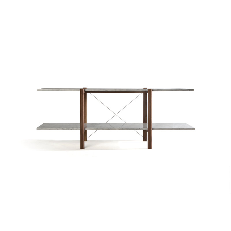 Bibliothèque en bois massif H 25,2 "x l 47,24" Pirwi, Gris / brun