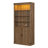 83.4"Tall Modern Bookshelf with Doors, Farmhouse Bookcase with 3-Tier Adjustable Shelves, Display Shelves with LED Light,Large Storage Cabinet for Living Room,Home Office, Walnut