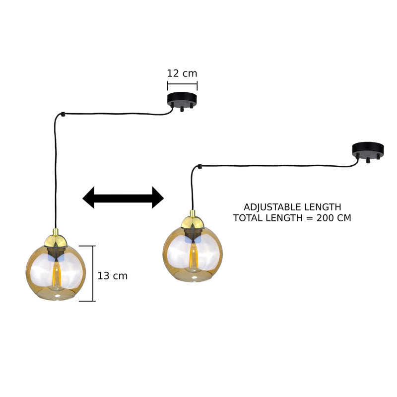 3 - Light Cluster Pendant, Black/Gold