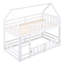 House-Shaped Bunk Bed with Fence Guardrail & Play Door, Solid Pine Kids Bed Frame-2005139766