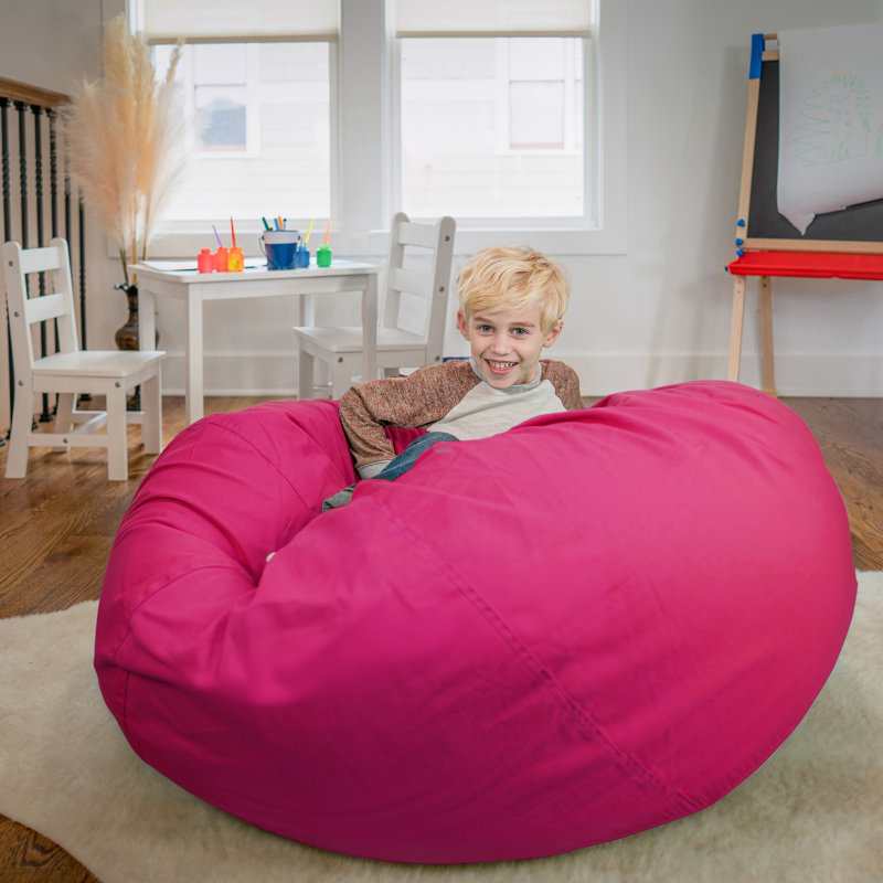 Fauteuil à billes en coton Classic, Sergé de coton rose vif, Grand