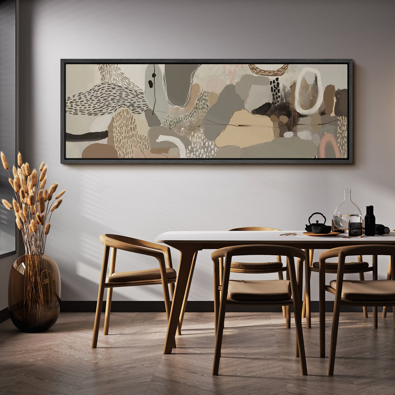 «Mid Century Shape Abstract Terrain Earth Tone», reproduction d'art sur toile, H 20 po x l 60 po, Noir, noir, noir, noir