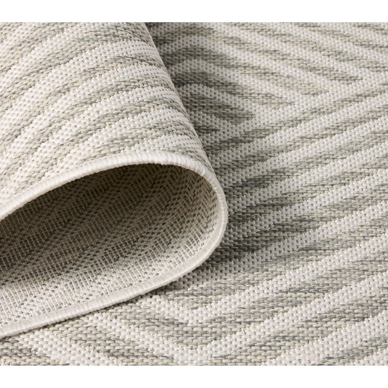 NICOLE MILLER NEW YORK Patio Country Ombre Geo Outdoor Area Rug, Grey/Cream, Rectangle 9'2" x 12'5"