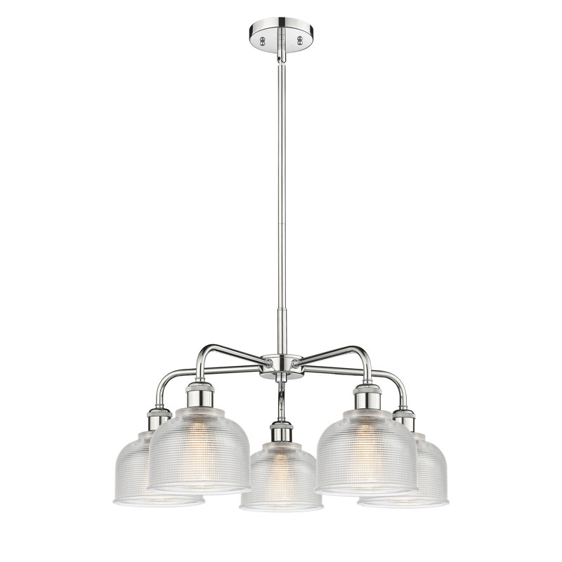 Lustre 5 lumières Narding, Transparent, Chrome poli