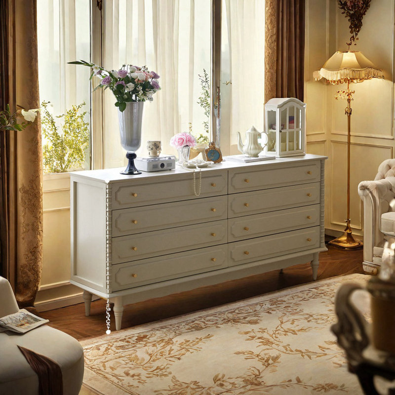 Commode d'appoint en bois massif style rétro Vintage