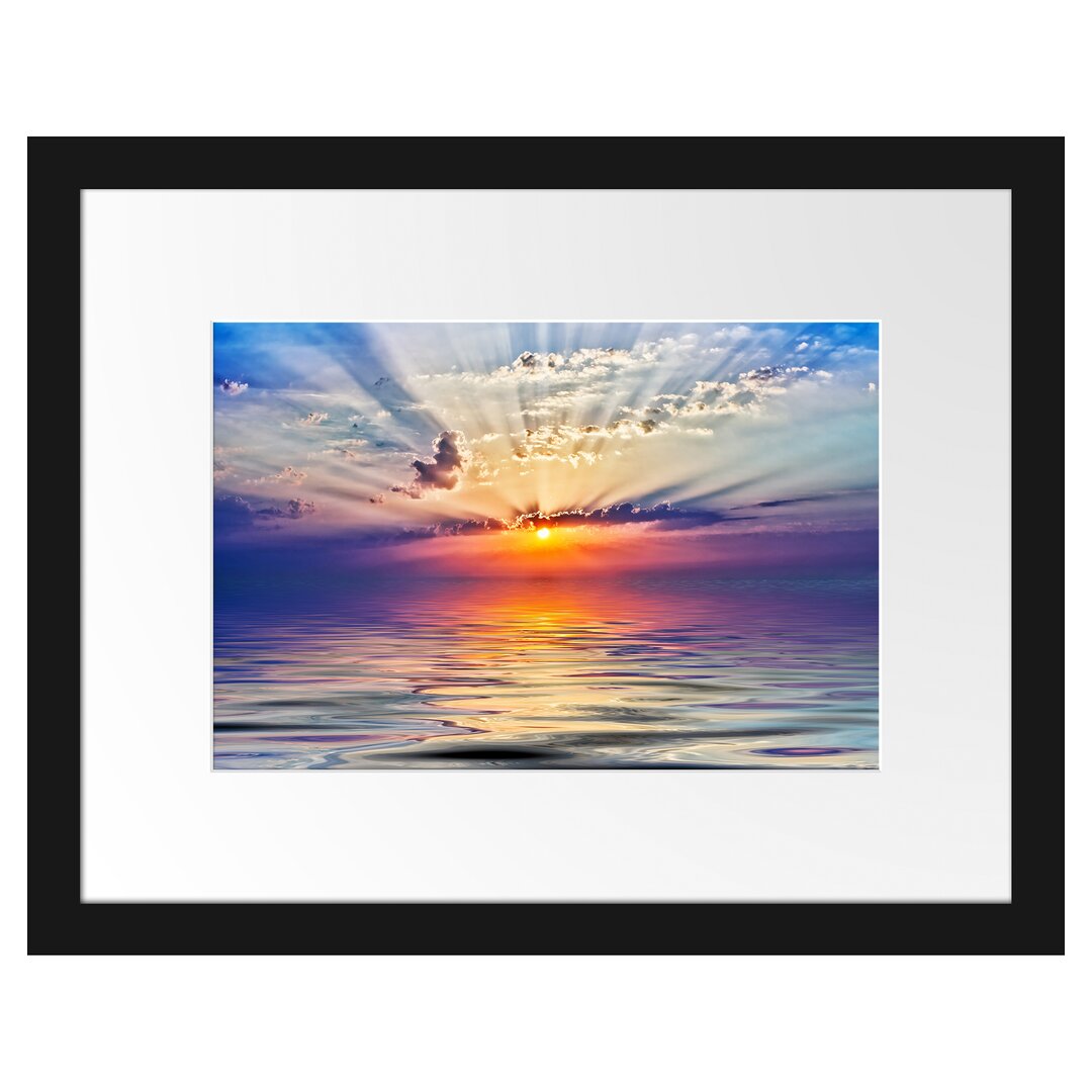 Gerahmtes Poster Sonnenaufgang im Meer