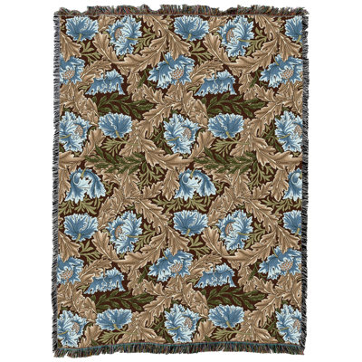 Couverture Pure Couronne Weavers William Morris XL - Artisanat - Jeté en coton tissé à la main - fabriqué aux États-Unis (82 x 62)