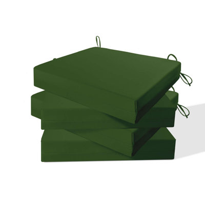 Water-Resistant Green Outdoor Seat Cushions, 3'' Thick, Set of 4