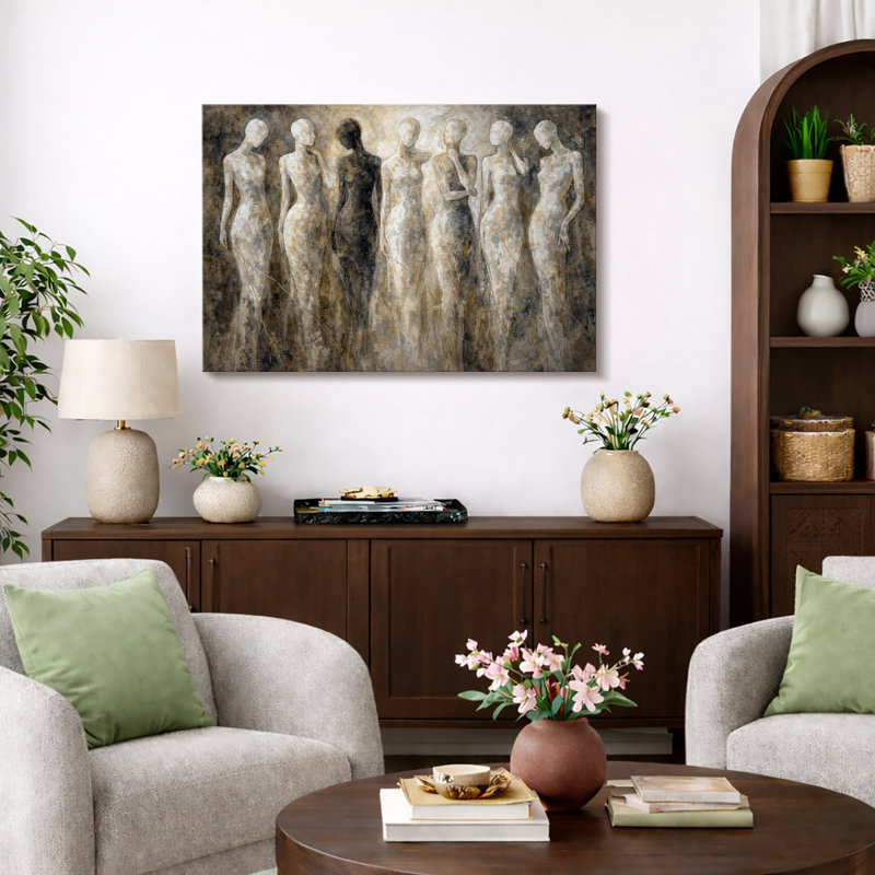 Œuvres abstraites, diverses silhouettes d'humains, impression sur toile encadrée, H 24 po x l 36 po x P 1,5 po, Toile tendue