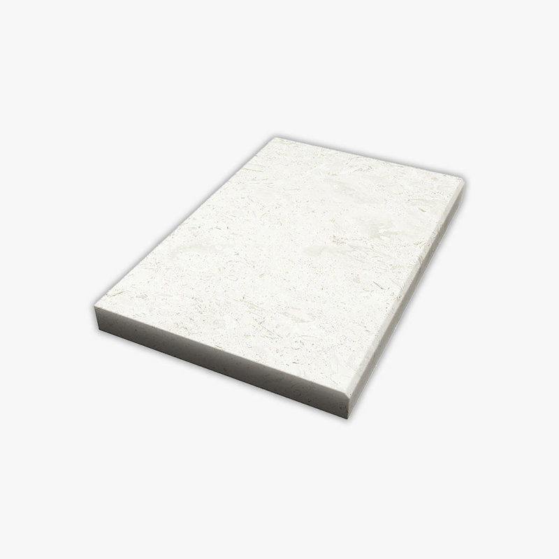 Symra Shell Tumbled 16x24 Limestone Extra Thick Modern Edge Coping, Cream