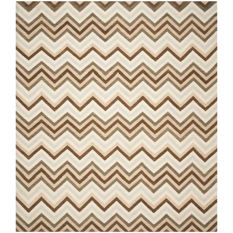 Emek Hand Woven Flat Weave Wool Chevron Rug, Rectangle 8' x 10'