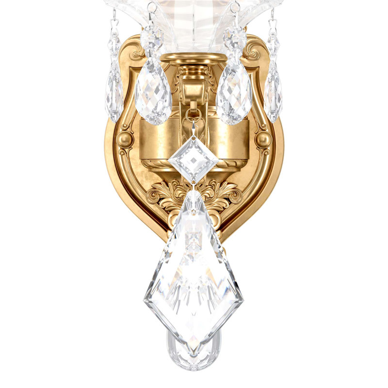La Scala 1 Light 5in x 16in Wall Sconce in Heirloom Bronze with Clear Radiance Crystals, Heirloom Gold, Czech