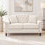 Causeuse Chesterfield de 58,5 po de largeur avec dossier incurvé capitonné, garniture cloutée, pieds en bois massif et 2 coussins décoratifs-268806668