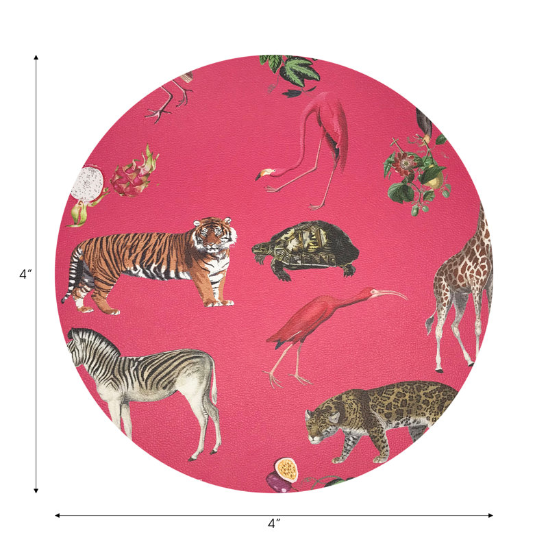 Sous-verres ronds en cuir cerisier Exotix, Cerisier