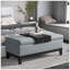 Banc de repose-pieds rectangulaire avec rangement, table basse en tissu de lin avec plateau amovible pour le salon, le vestibule ou la chambre à coucher, gris
