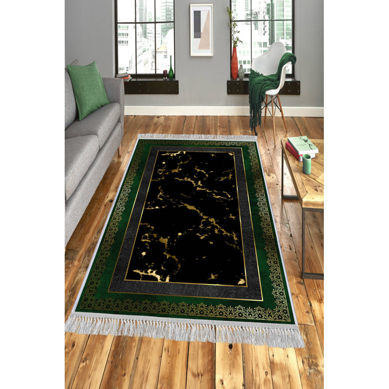 Luxurious Velvet Area Rug, 5.2 x 7.5 ft | 100% Velvet Fabric, 100% Cotton Sole, 0.4 in Pile Height | Antibacterial, Non-Slip, Machine Washable | Elegant 3D Digital Print, Perfect for Living Room & Bedroom Décor