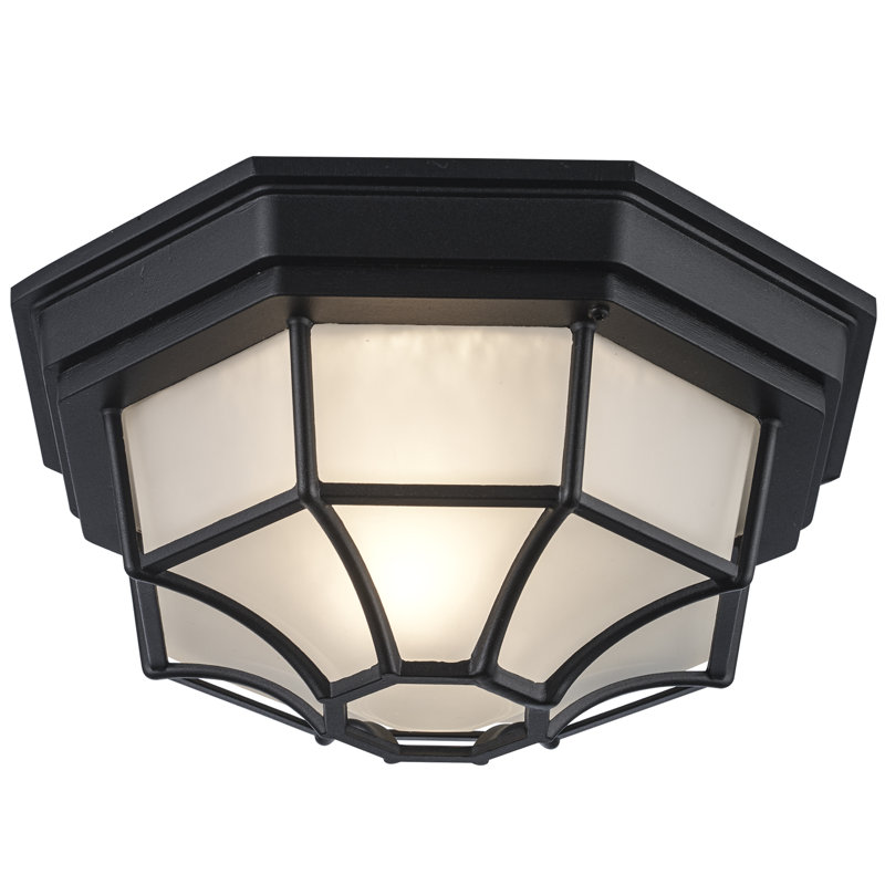 Plafonnier encastré d'extérieur à 1 ampoule Basham, Noir, H 5 po x l 11 po x P 11 po