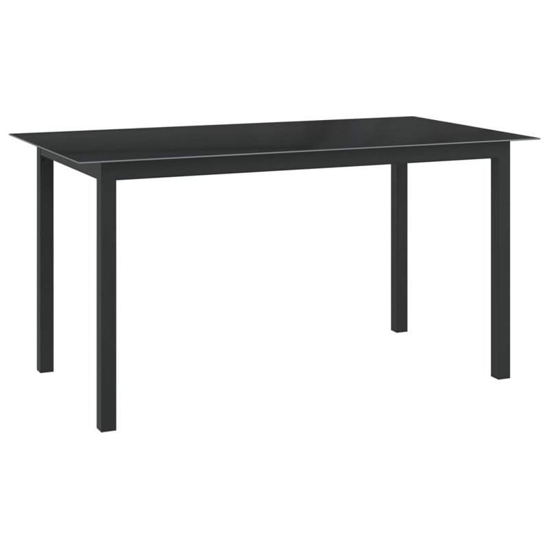 Faizon Rectangular Glass Outdoor Dining Table 90 cm D, 74cm H x 150cm W x 90cm D, Matte Black