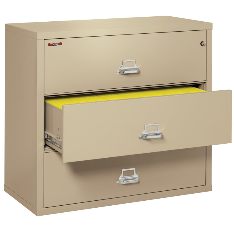 3 - Drawer File Cabinet, Parchment, Key Lock