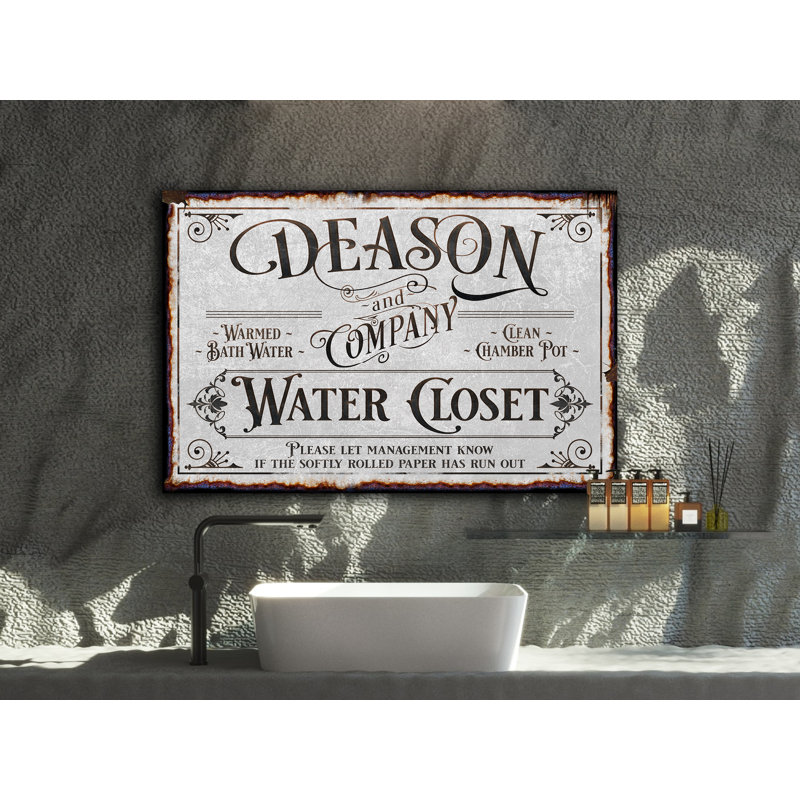 Bathroom Sign Family Name Personalized On Metal, 12" H x 18" W x 0.04" D, Yes