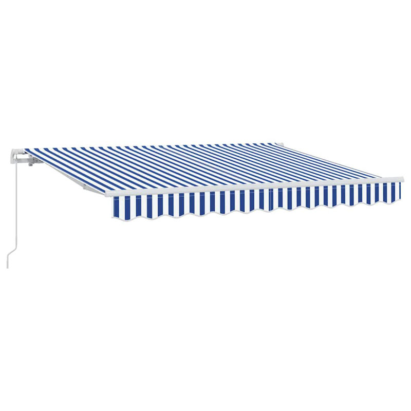 VidaXL 200cm D Fabric Cover Retractable Patio Awning, 165cm H x 250cm W x 200cm D, Blue/White/White